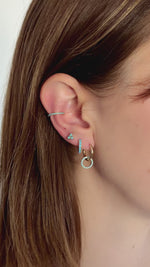 turquoise ear cuff earring in gold on model video