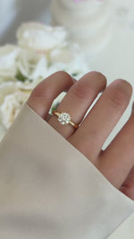 gold round solitaire diamond ring on model videp 