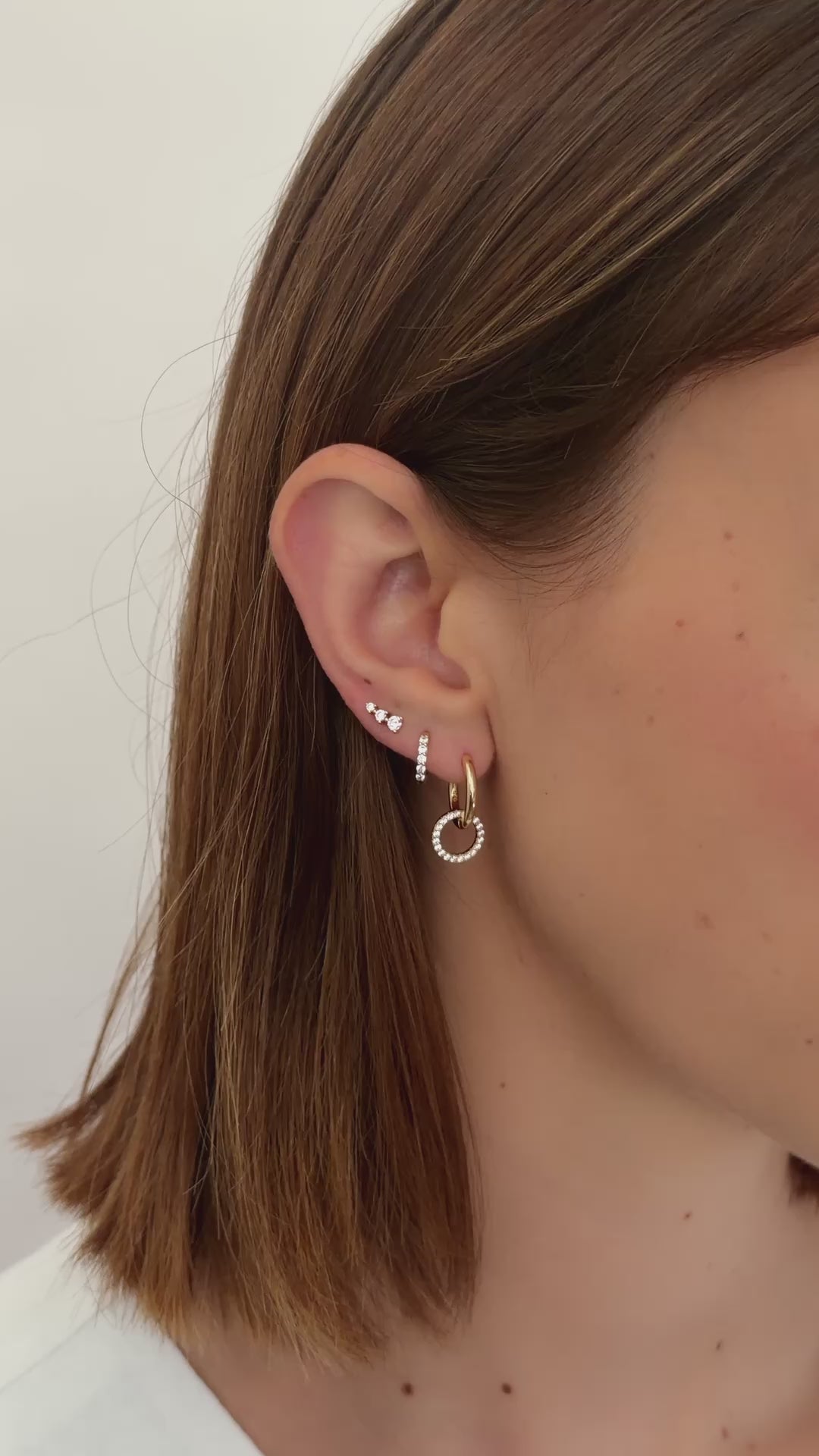 diamond ear climber earrings in gold styled on model video