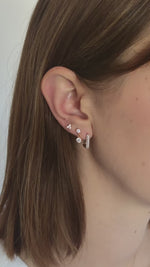 rectangle diamond huggies in gold on model video