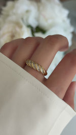 baguette croissant ring in gold on model video