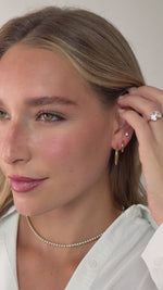diamond cut hoop earrings in gold stainless steel on models ear video