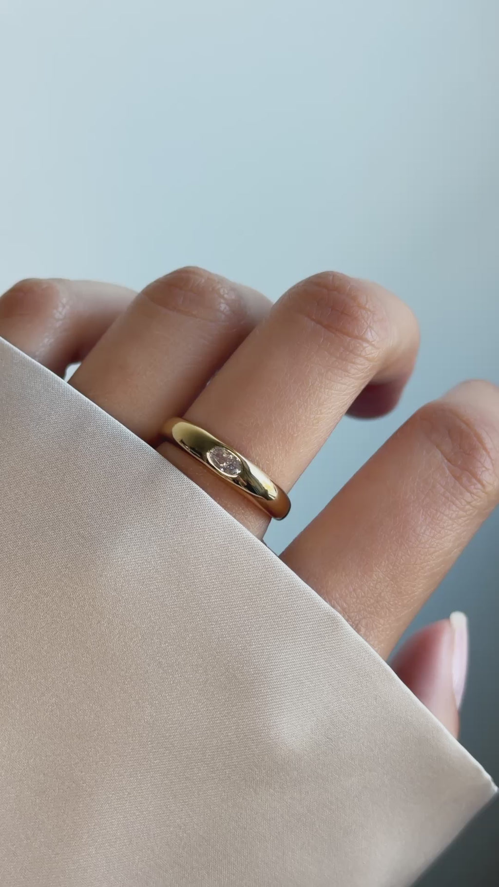 cz dome ring in gold on model video