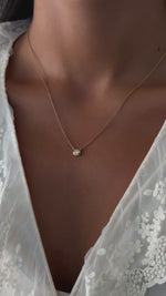 Diamond Bezel Necklace in Gold on Model