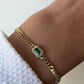 Emerald-Cut Emerald Bracelet with Diamond Halo