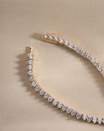 Sami Jewels Stella tennis necklace with prong-set diamonds in gold, featuring box clasp closure.