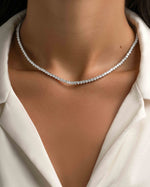 Silver Stella Tennis Necklace by Sami Jewels with sparkling prong-set diamonds on a delicate chain.