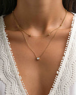 Gold Radiant Bezel Necklace by Sami Jewels featuring a sleek, elegant design with a central radiant bezel setting.