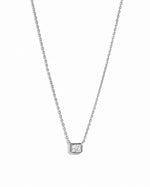 Sterling silver Radiant Bezel Necklace by Sami Jewels displayed against a white background.