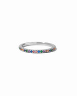 Sterling silver Rainbow Eternity Ring by Sami Jewels featuring multicolor rainbow design on a white background.