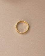 Gold ridged ring from Sami Jewels, showcasing a close-up profile view of the textured band.