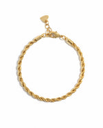 Gold rope chain bracelet by Sami Jewels with a detailed twisted design, displayed against a white background.
