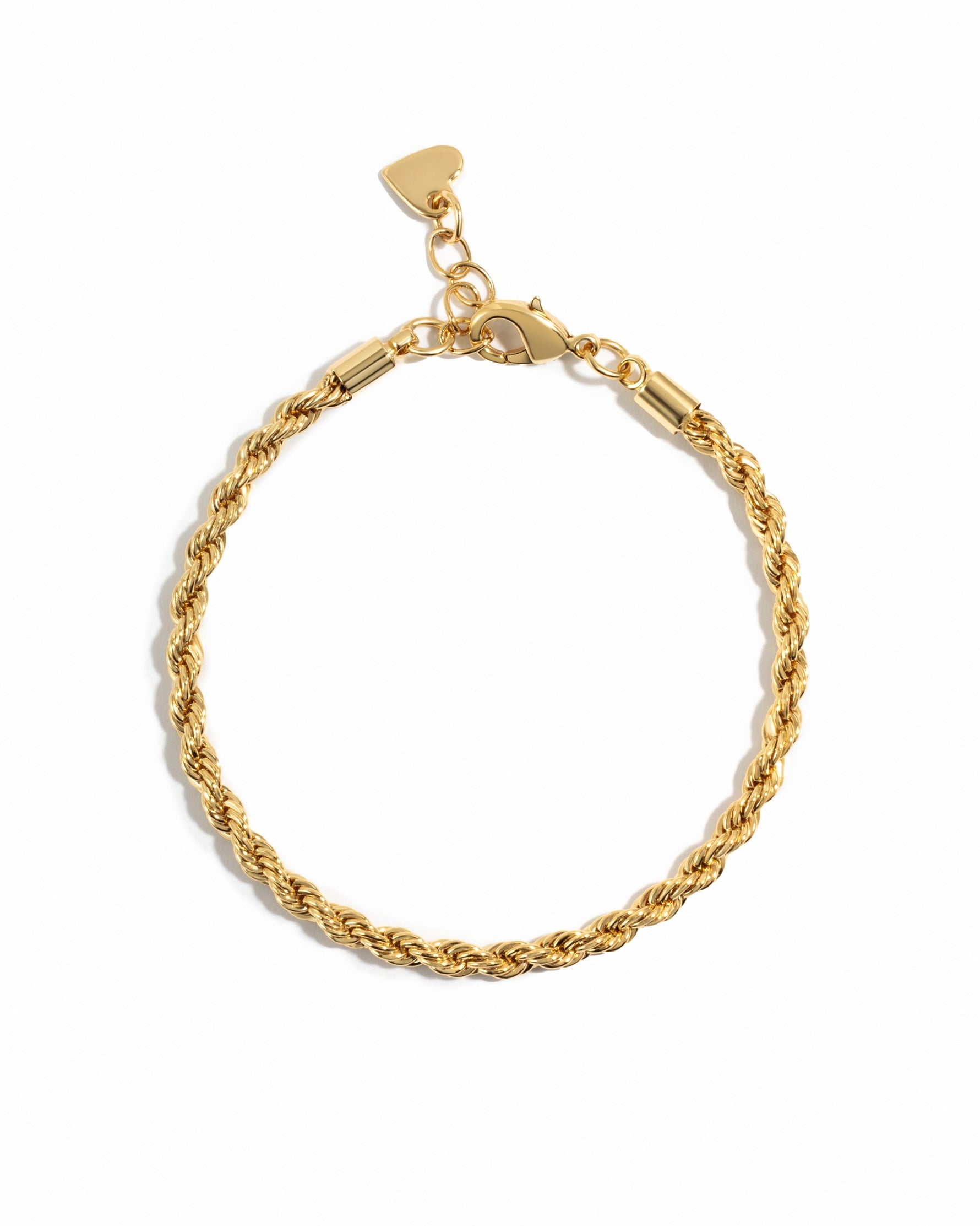 Gold rope chain bracelet by Sami Jewels with a detailed twisted design, displayed against a white background.