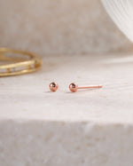 rose gold 3mm ball stud earring neutral background