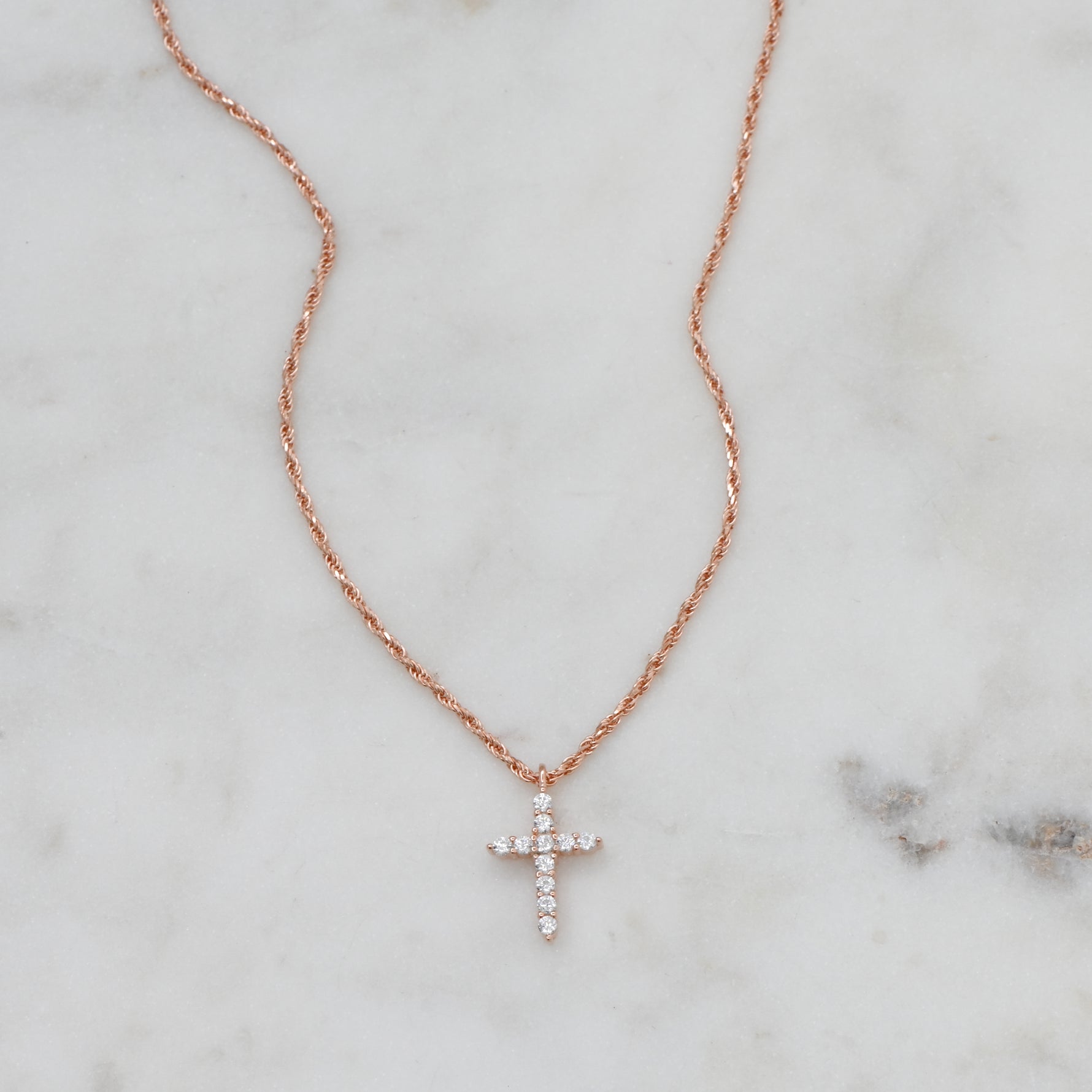 rose gold cross pendant necklace
