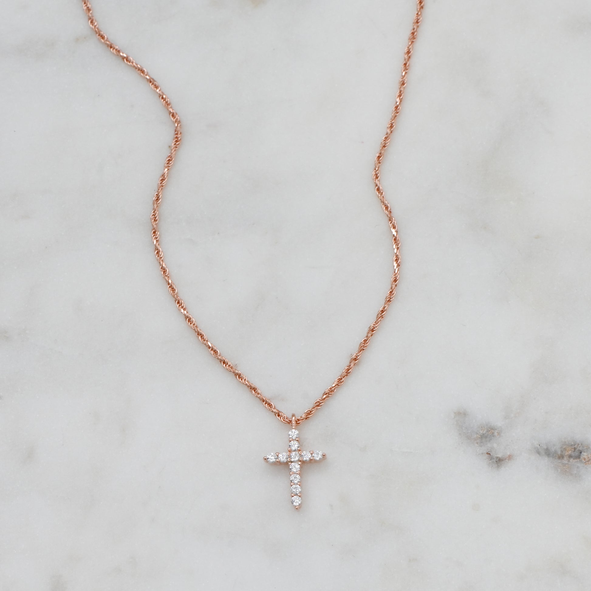 rose gold cross pendant necklace