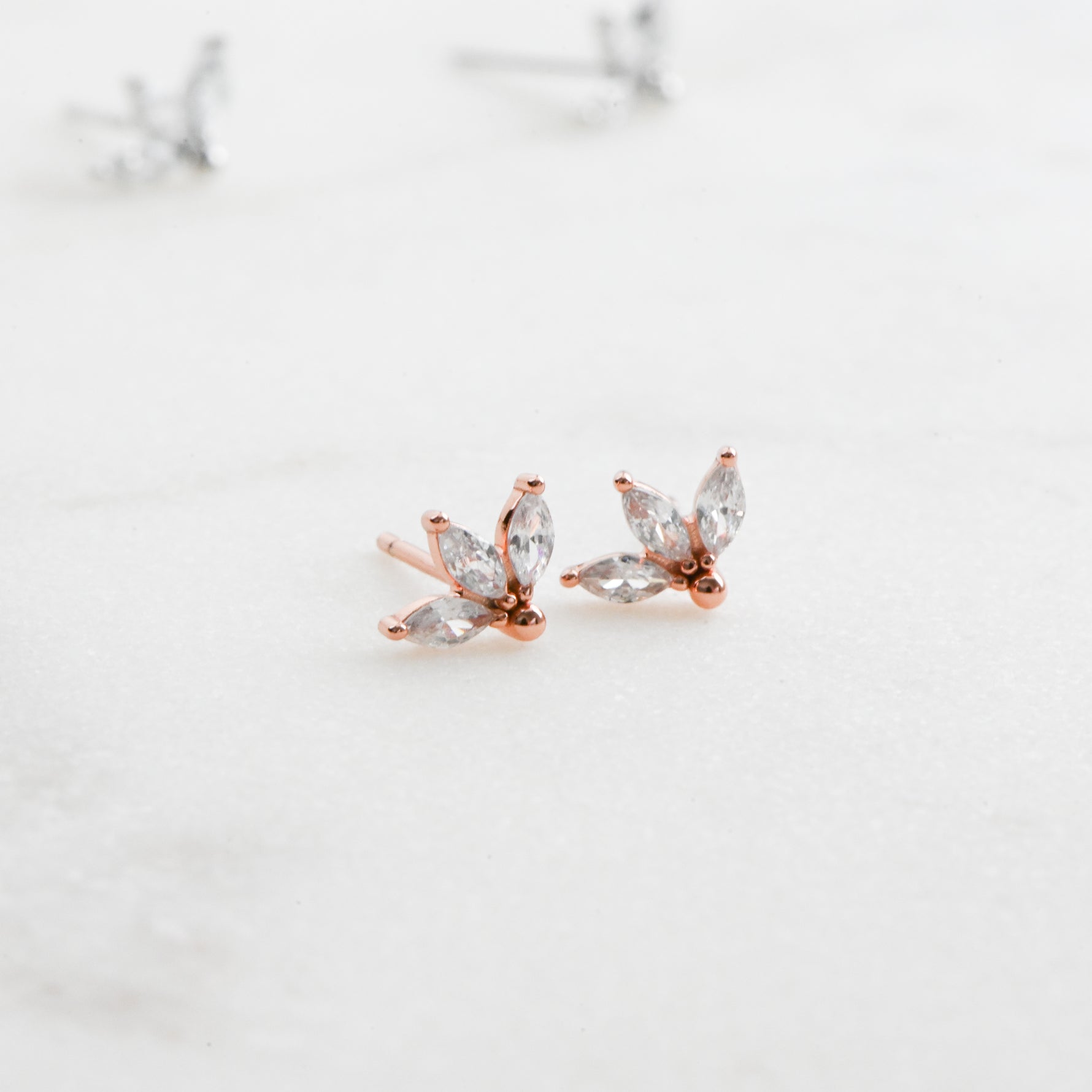 rose gold petal stud earrings