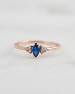 Rose gold Sapphire Marquise Ring by Sami Jewels featuring a marquise-cut sapphire gemstone set in an elegant ring design.