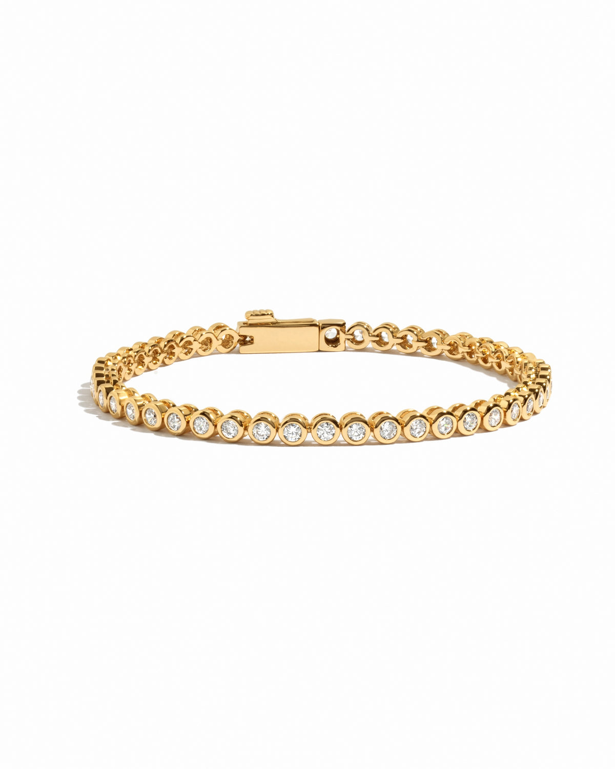 lab diamond round bezel tennis bracelet