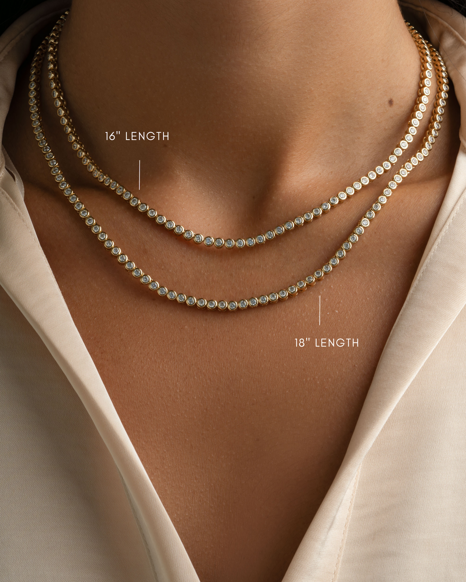 2.5mm Round Bezel Tennis Necklace