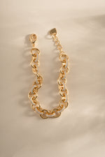 Gold Sami Jewels round pave link chain bracelet with sparkling pave-set links and a secure clasp on a white background.