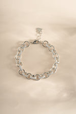 Silver round pave link bracelet by Sami Jewels featuring sparkling pave-set links and a sleek, modern design.