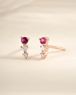 Rose gold Ruby and Diamond Ear Climber earrings by Sami Jewels, featuring sparkling rubies and diamonds in a stylish ear cuff design.