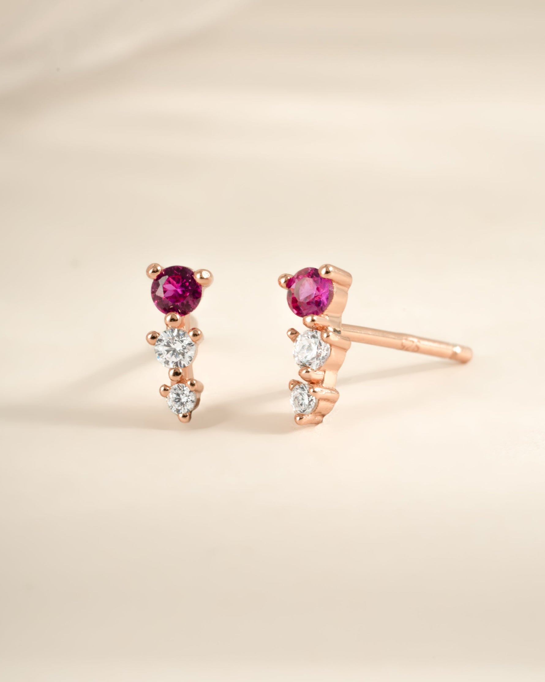 Rose gold Ruby and Diamond Ear Climber earrings by Sami Jewels, featuring sparkling rubies and diamonds in a stylish ear cuff design.