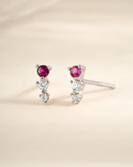 Sterling silver Ruby and Diamond Ear Climber earrings with sparkling gemstones and elegant design from Sami Jewels.