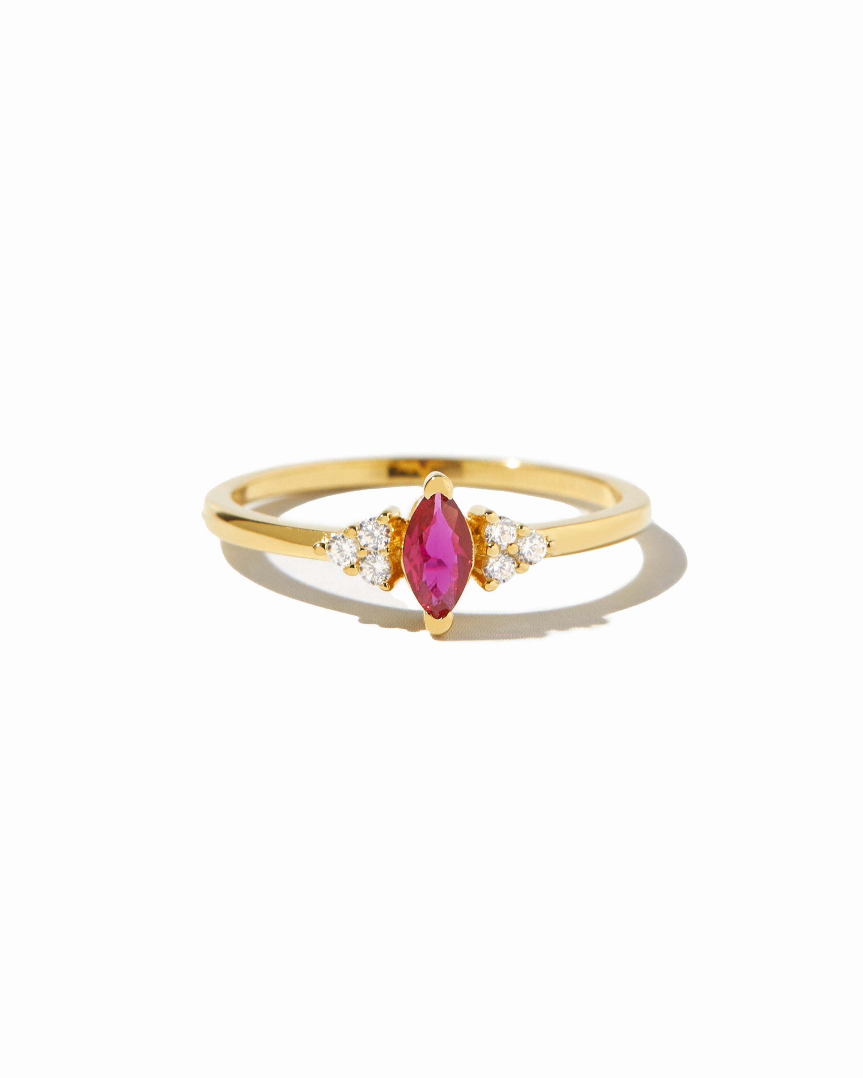 Ruby Marquise Ring | Elegant Sterling Silver with CZ Stones