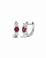 ruby three stone huggie earring sterling silver 