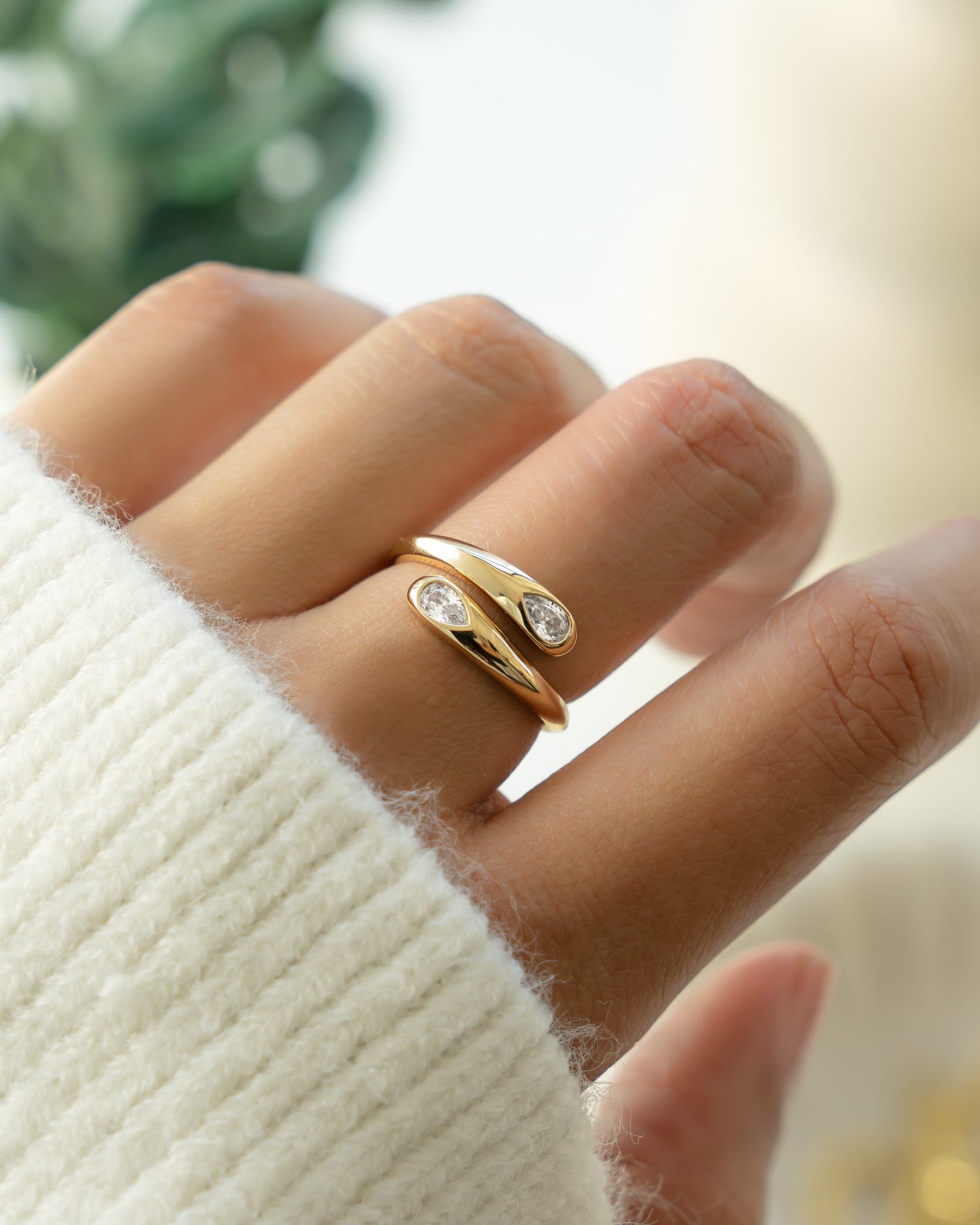 MYCUTEY Chunky Statement Rings For Women - Gold & Silver Plated Open Crossover Stackable Band Rings
