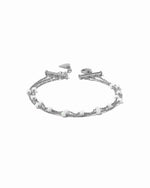 Three strand silver opal bracelet set on white background
