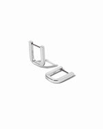 925 sterling silver square hoop earrings on white background