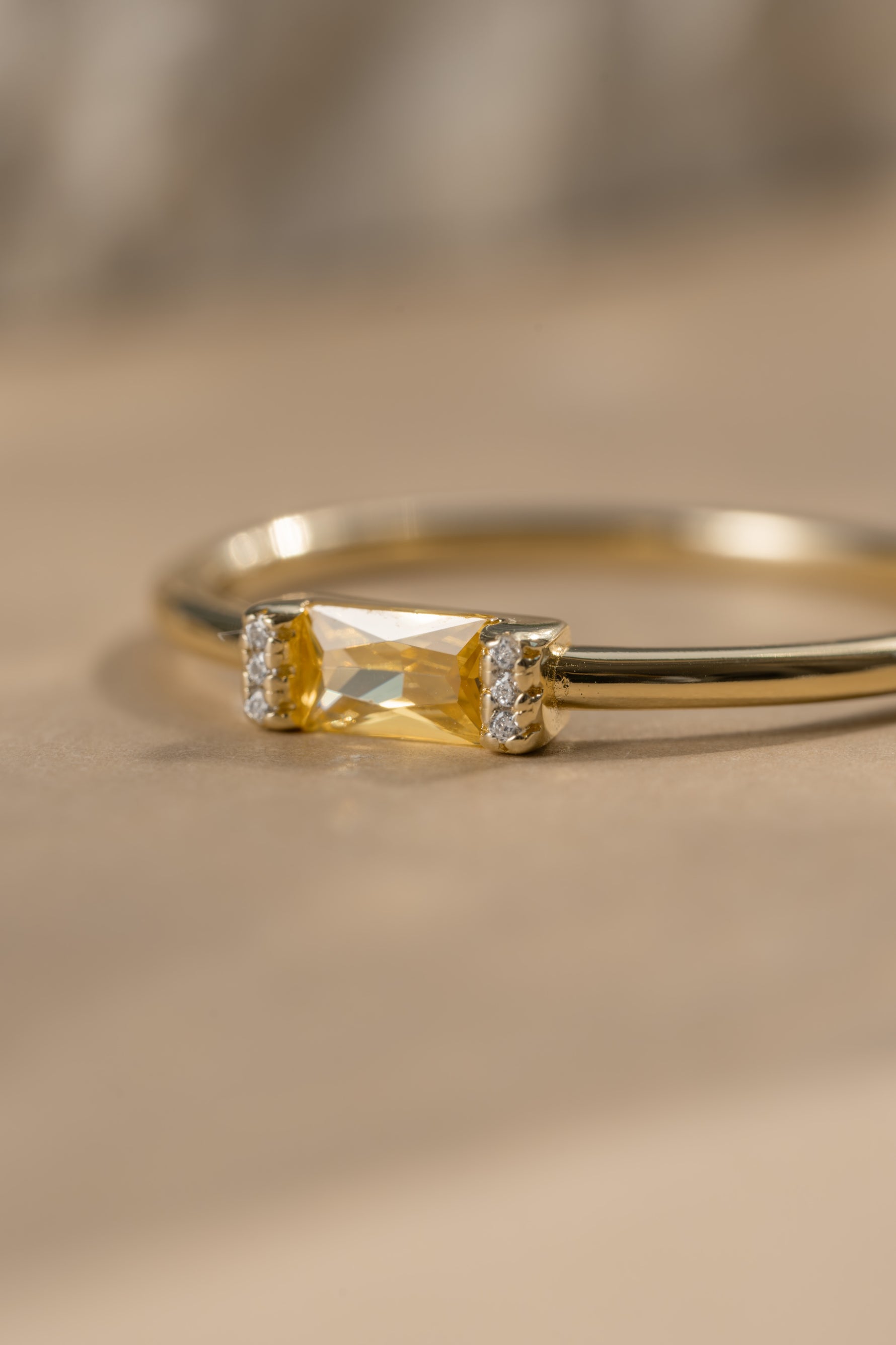 Gold stackable dainty gemstone ring
