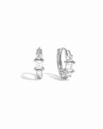 sterling silver multi diamond hoop earrings