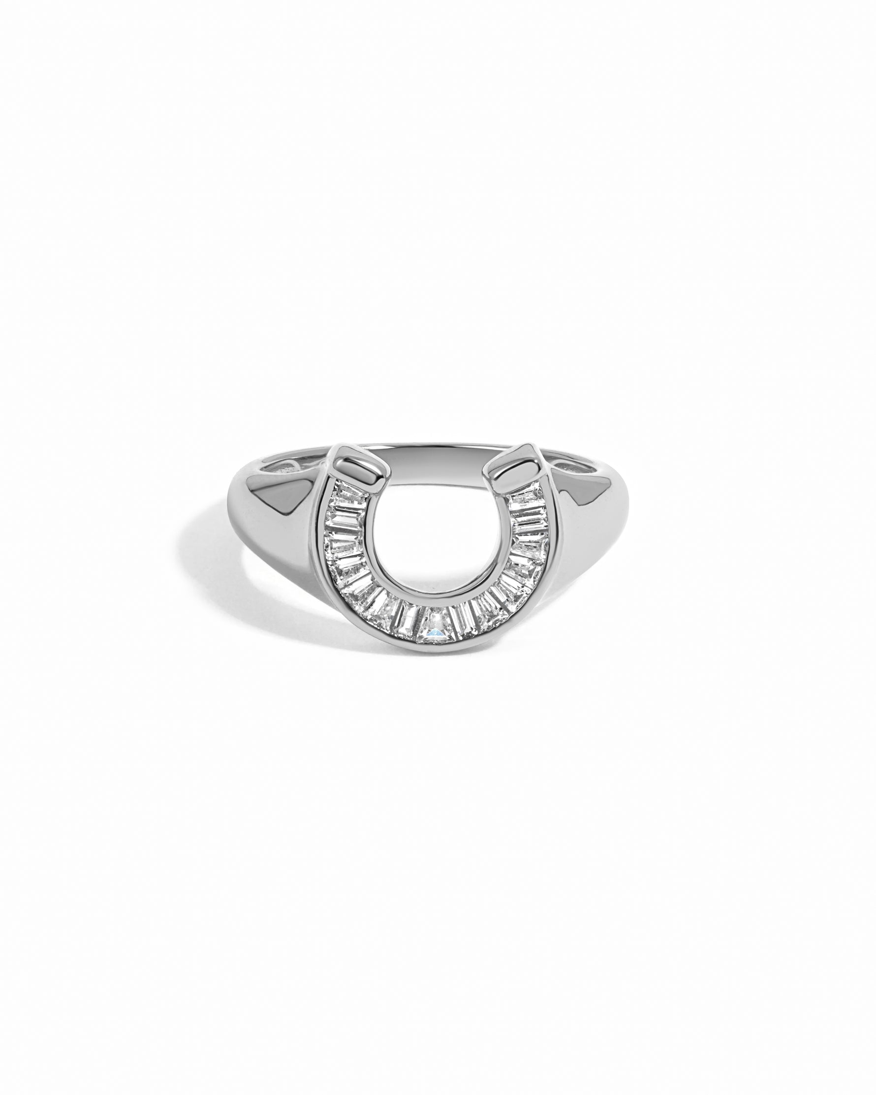 Sterling silver statement ring on a white background