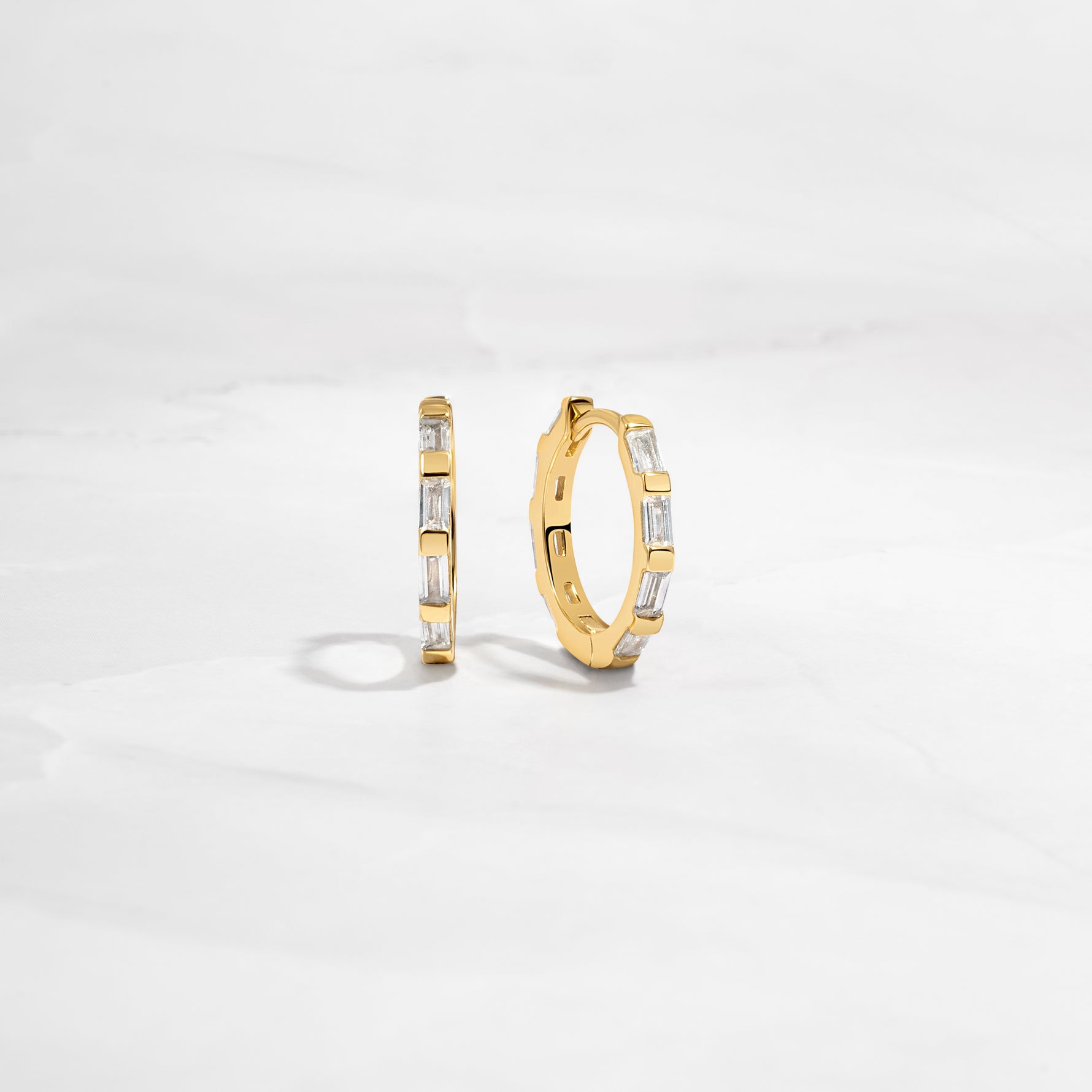 small gold hoops with cubic zirconia diamonds 