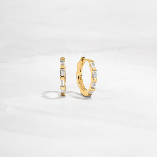 small gold hoops with cubic zirconia diamonds 