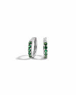 sterling silver emerald green huggie hoop earring
