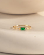 closeup image of emerald green cz ring