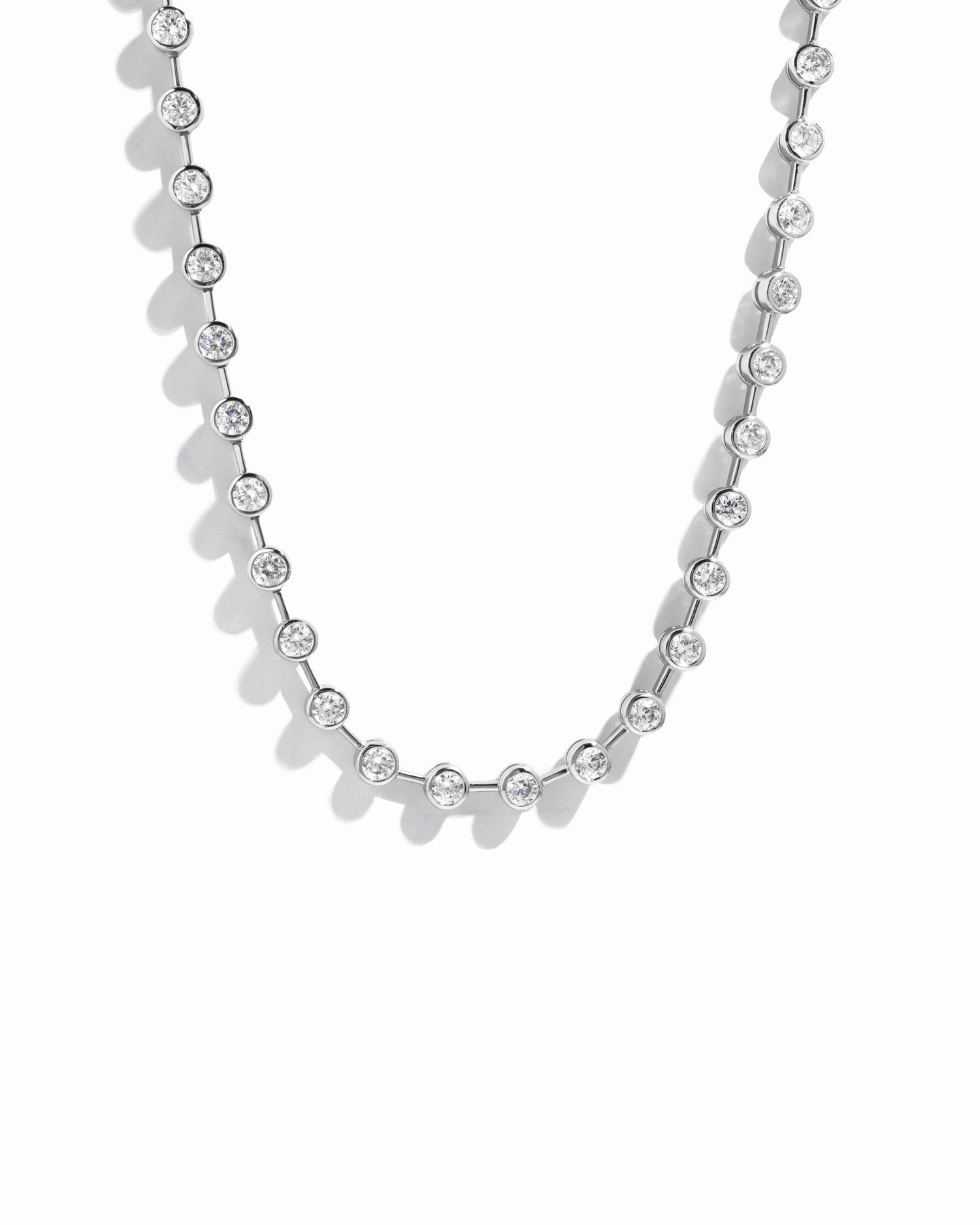 Silver diamond tennis necklace