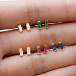 Model showcasing various birthstone gemstone earrings