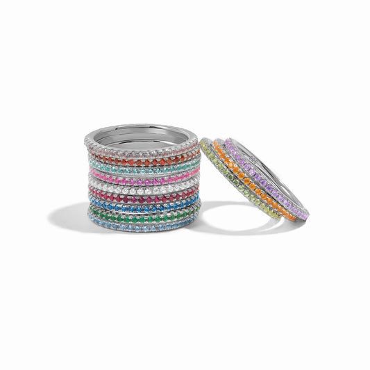 silver birthstone eternity rings