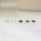 Closeup image of dainty gemstone tiny stud earrings