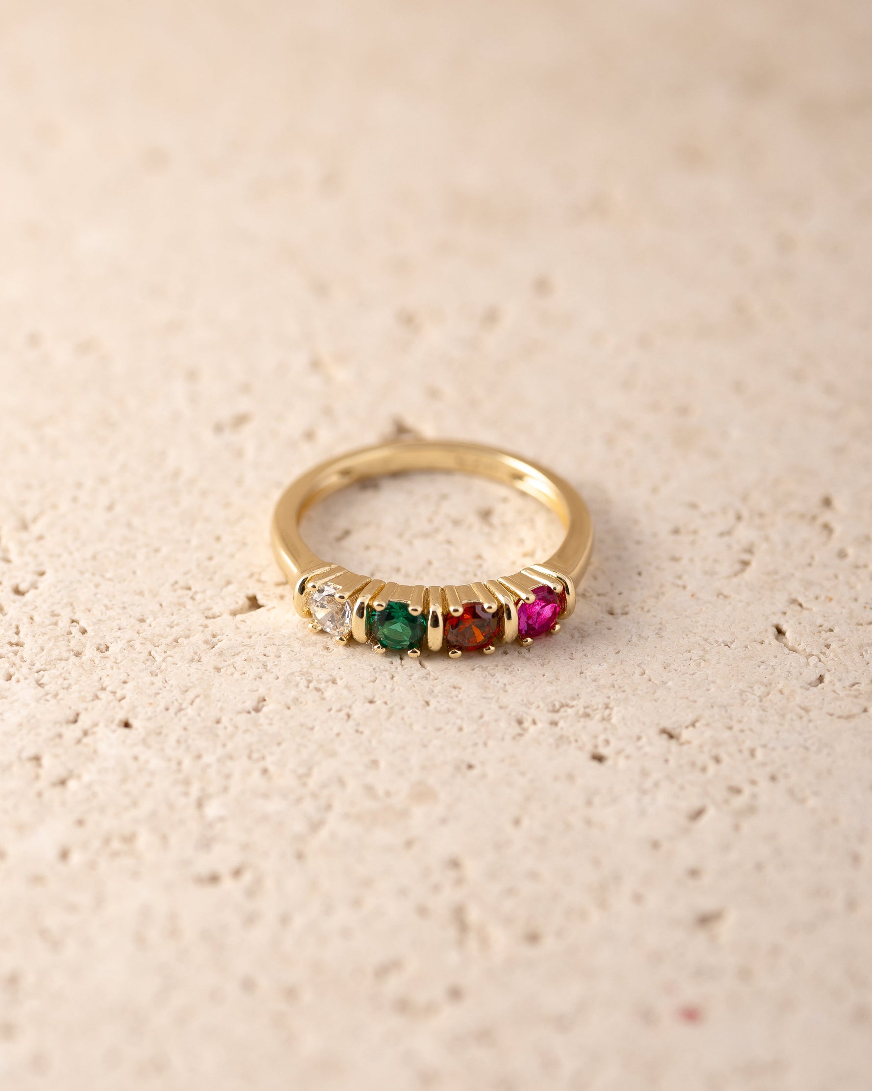 gold ring with custom birthstones