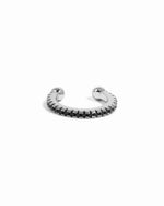 Silver ear cuff with black cubic zirconia stones
