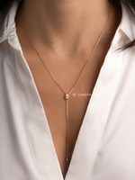 gold pear lariat necklace