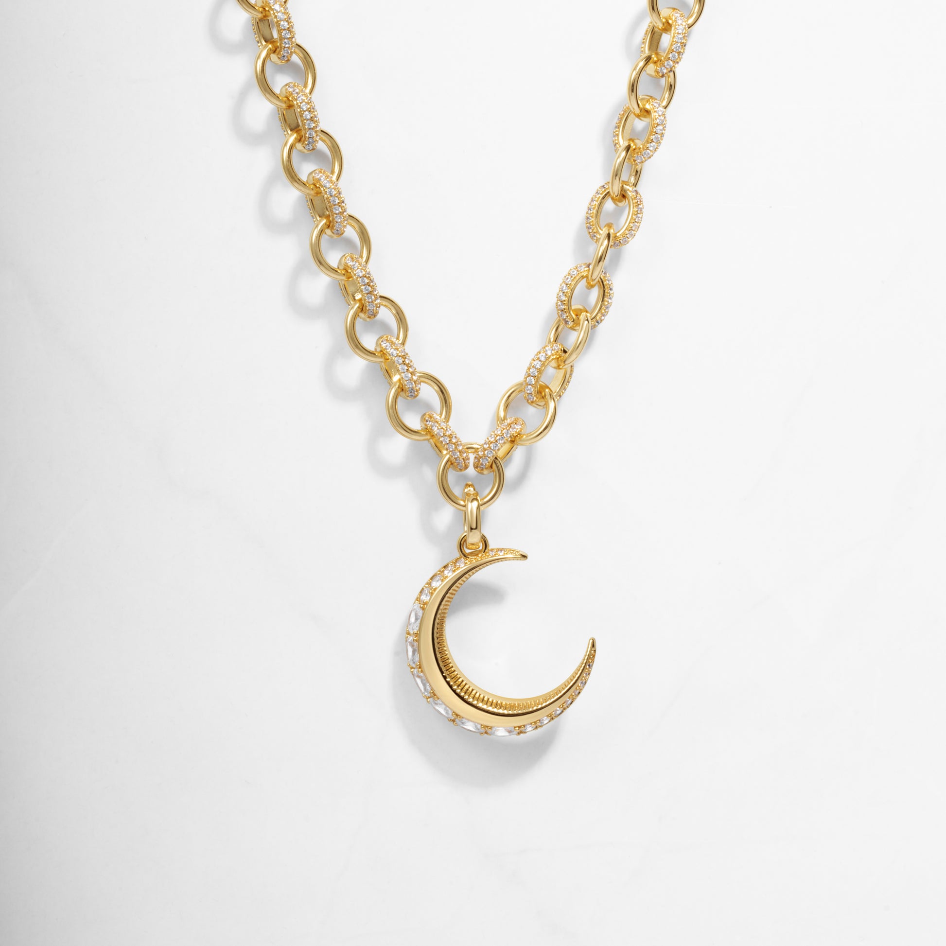 gold crescent chunky necklace