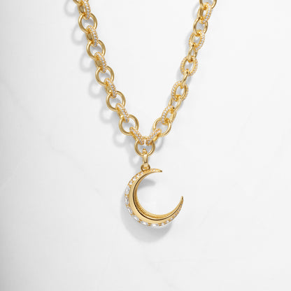 gold crescent chunky necklace